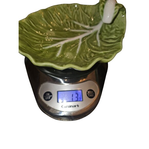 Cabbage Ware Green Leaf Shaped Ceramic Dish B. Altman & Co. 7" Width 8" Length - Picture 5 of 10